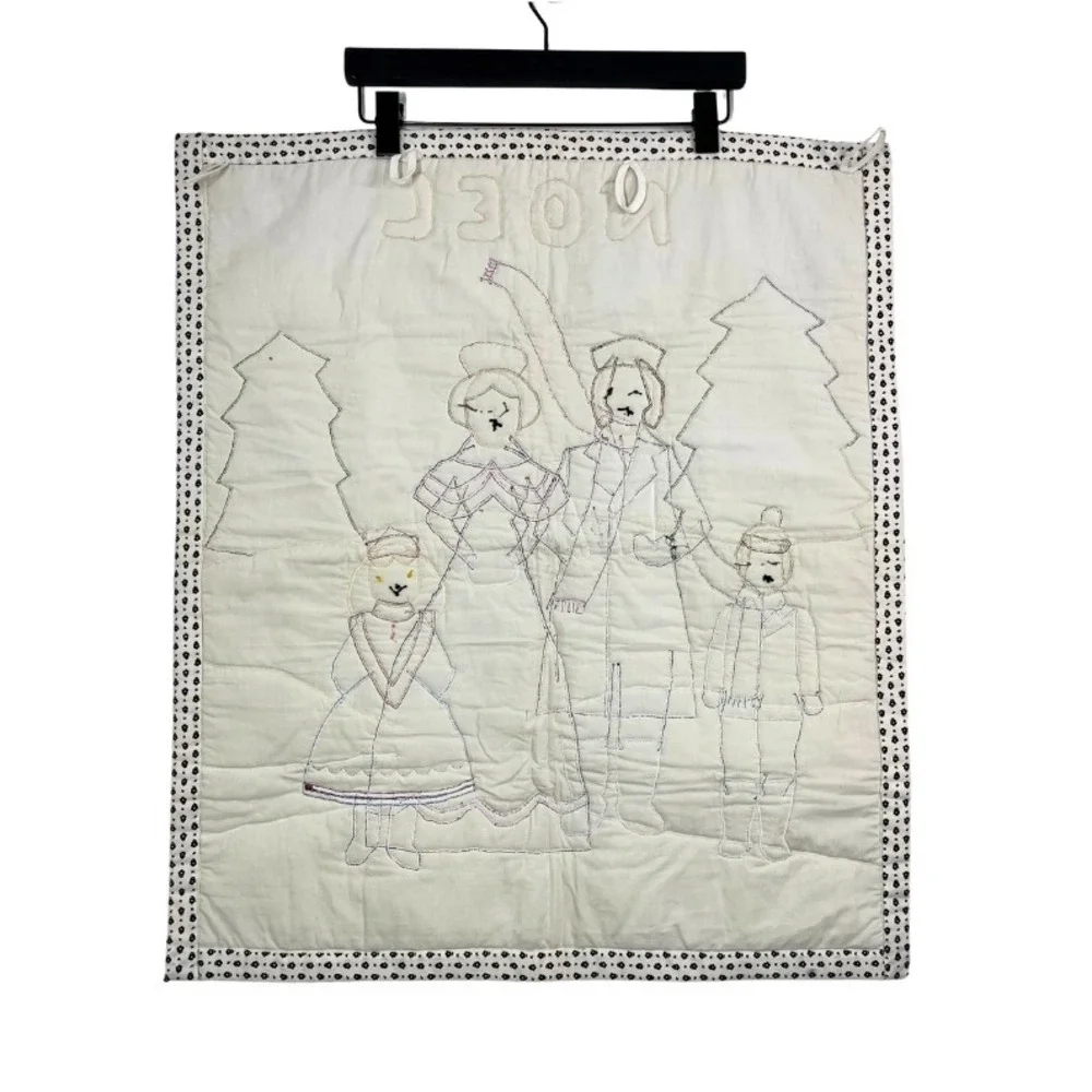80s Handmade Quilted Christmas Wall Hanging 